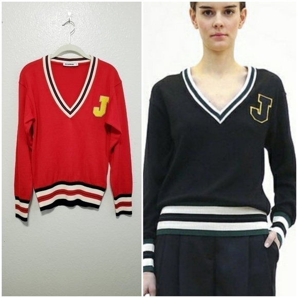 JIL Sander’s Wool Varsity Sweater, Color Red, Size 38 - Picture 1 of 17